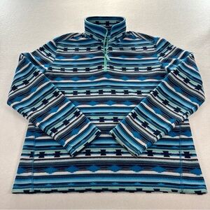 Chubbies Aztec Sweater Men's Medium Blue 1/4 Zip Pullover Fleece Tribal Warm